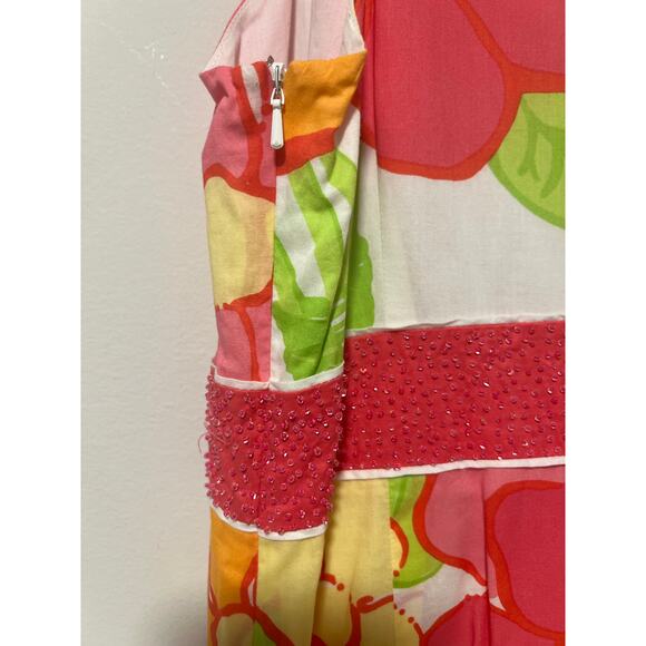 Vintage Lilly Pulitzer Maxi Dress Beaded Key Hole Pink Yellow Florals Size 8 JL - Picture 10 of 13